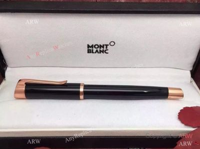 New Mont Blanc Black Precious Rose Gold Clip Rollerball Pen AAA Copy